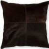 18" Chocolate Brown Cowhide Throw Pillow