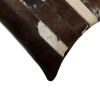 12" X 20" Brown Black and White Abstract Stripes Cowhide Cowhide Throw Pillow