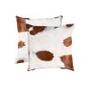 Set of Two Brown and White Cowhide Throw Pillow