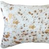 12" X 20" Natural & Gold Cowhide Throw Pillow