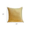 20" Yellow Cotton Blend Throw Pillow