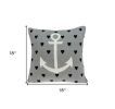Casual Square Grey Nautical Anchor Accent Pillow