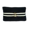 Navy Blue And Gold Anchor Decorative Pillow