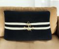 Navy Blue And Gold Anchor Decorative Pillow