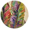 5' Ivory Round Wool Tropical Botanical Hand Tufted Area Rug