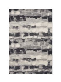 8' X 11' Shades Of Grey Machine Woven Abstract Brushstroke Indoor Area Rug