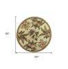 8' Ivory Hand Tufted Bordered Tropical Plants Round Indoor Area Rug