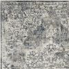 9' X 13' Ivory Machine Woven Distressed Diamond Floral Medallion Indoor Area Rug