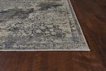 9' X 13' Ivory Machine Woven Distressed Diamond Floral Medallion Indoor Area Rug