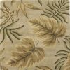 8' X 11' Sand Beige Hand Tufted Tropical Leaves Indoor Area Rug