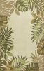 8' X 11' Ivory Hand Tufted Bordered Tropical Leaves Indoor Area Rug