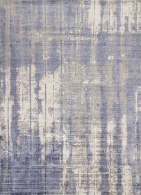 7' X 10'  Viscose Grey Or  Blue Area Rug