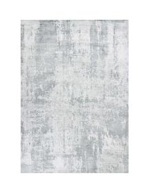 8' X 10' Dew Grey Hand Loomed Abstract Brushstroke Indoor Area Rug