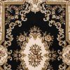 10' X 13' Black Ivory Machine Woven Hand Carved Floral Medallion Indoor Area Rug