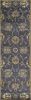 7' Midnight Blue Hand Tufted Wool Traditional Floral Indoor Runner Rug