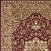 5' X 8' Red Beige Machine Woven Floral Medallion Indoor Area Rug