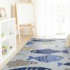 5' X 7' Light Blue School Of Fish Indoor Area Rug