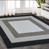 5' X 7' Charcoal Bordered Uv Treated Indoor Area Rug