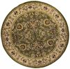 Green And Taupe Octagon Floral Vines Area Rug