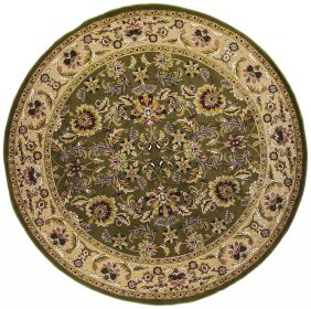 Green And Taupe Octagon Floral Vines Area Rug