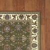 Green And Ivory Octagon Floral Vines Area Rug