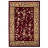 Red And Beige Octagon Floral Vines Area Rug