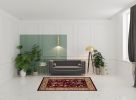 Red And Beige Octagon Floral Vines Area Rug