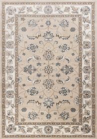 8' X 10' Beige Or Ivory Floral Vine Bordered Indoor Area Rug