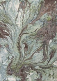 7' X 10' Seafoam Blue Machine Woven Abstract Watercolor Indoor Area Rug