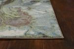7' X 10' Seafoam Blue Machine Woven Abstract Watercolor Indoor Area Rug