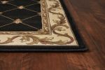 2' X 3' Black Machine Woven Hand Carved Fleur De Lis Indoor Accent Rug