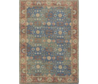 3' X 5' Blue and Beige Floral Hand Woven Area Rug