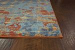 3' X 5' Blue Coral Machine Woven Abstract Triangular Strings Indoor Area Rug