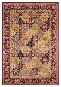 8' X 11' Red Machine Woven Traditional Quatrefoil Indoor Area Rug