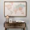 30" X 44" Watercolor World Map Wood Framed Wall Art