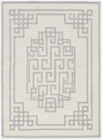 2' X 4' Gray and Ivory Wool Medallion Hand Tufted Area Rug