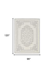 8' X 10' Gray and Ivory Wool Hand Tufted Area Rug