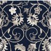 8' Navy Blue Round Hand Tufted Area Rug With UV Protection