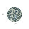 8' Blue and Gray Round Wool Hand Tufted Area Rug