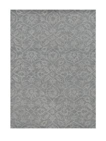 9' X 13' Grey Hand Tufted Space Dyed Floral Ogee Indoor Area Rug