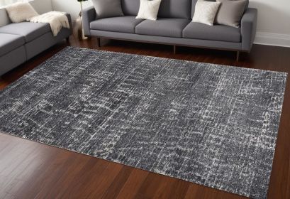 9' X 13' Grey Machine Woven Scratch Indoor Area Rug