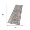 7' Grey Machine Woven Abstract  Indoor Runner Rug