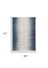 5' X 8' Ivory Or Blue Gradient Bordered Indoor Area Rug