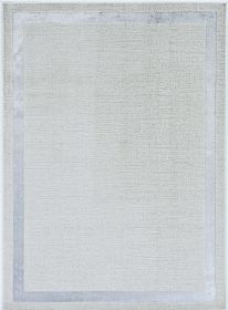 5' X 8' Ivory Silver Machine Woven Bordered Indoor Area Rug