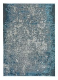 8' X 11' Silver Blue Machine Woven Abstract Smudge Indoor Area Rug