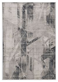 9' X 13' Grey Machine Woven Abstract Geometric Indoor Area Rug