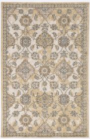 2' X 3' Ivory Wool Floral Vines Area Rug