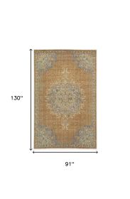 8' X 11' Coffee Brown Machine Woven Floral Medallion Indoor Area Rug