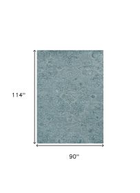 90 X 114 Seafoam Wool Or Viscose Rug