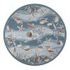 8' Blue and Beige Round Hand Tufted Area Rug